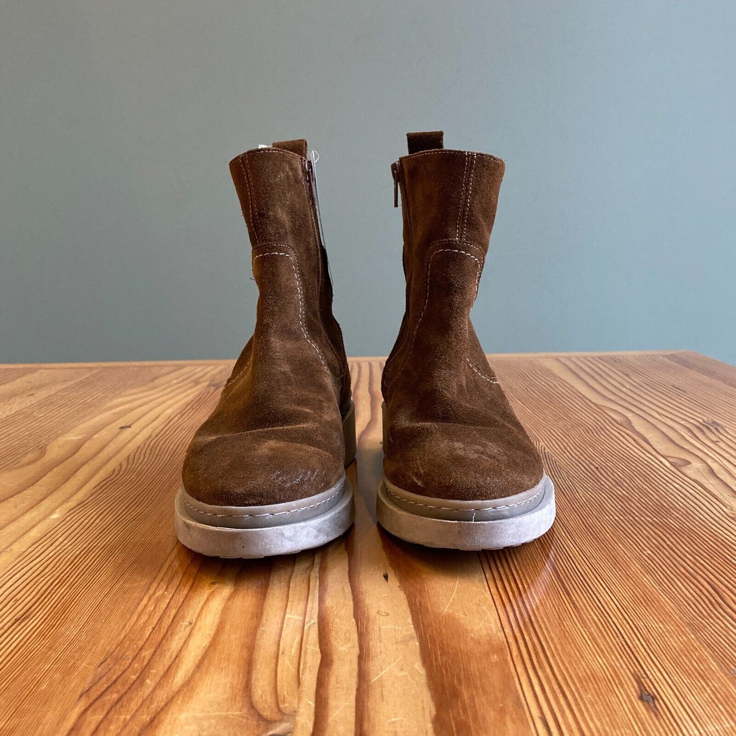 38 - Wonders Brown Suede $329 Low Heel Timeless Classic Ankle Boots 1203NO