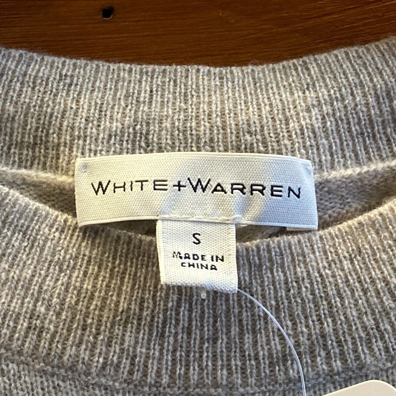 S - White + Warren Light Gray 100% Cashmere Stitched Pullover Sweater 0204AB