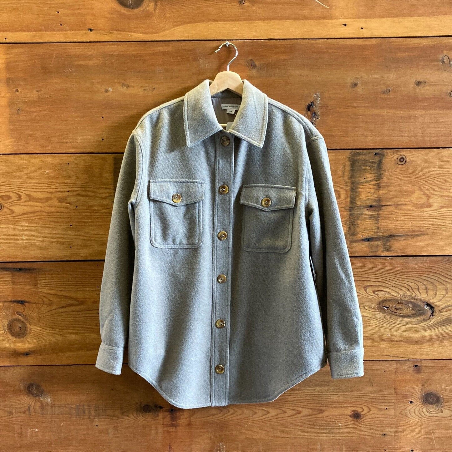 1 / 2 - Good American Heathered Gray NEW $139 Shirt Jacket 1201CC