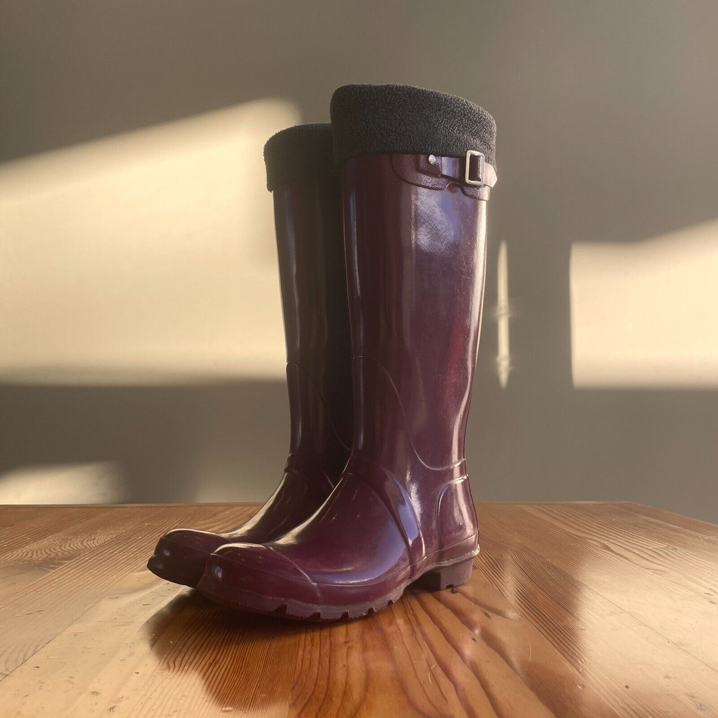 7 - Hunter Burgundy Original Tall Womens Rubber Rain Boots w/ Liners 1229MK