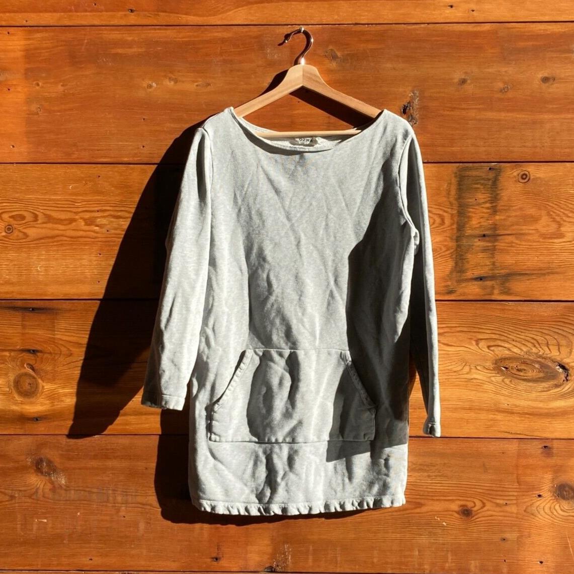 M - Ozma Light Gray Wide Neck Sweatshirt Dress w/ Kangaroo Pocket 0617RF