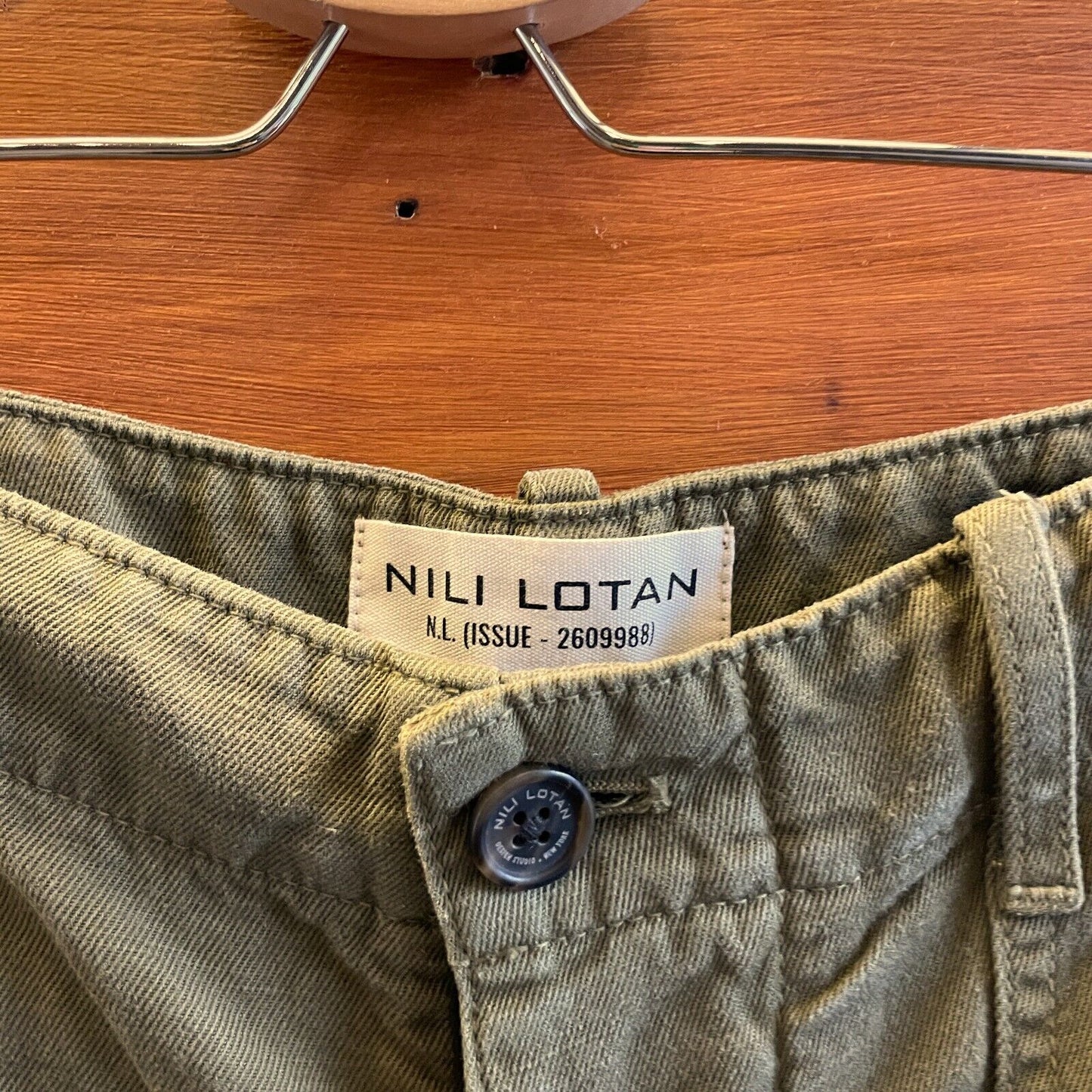 6 - Nili Lotan $395 Khaki Green Womens High Waisted Leon Boy Pant EUC 4427SC