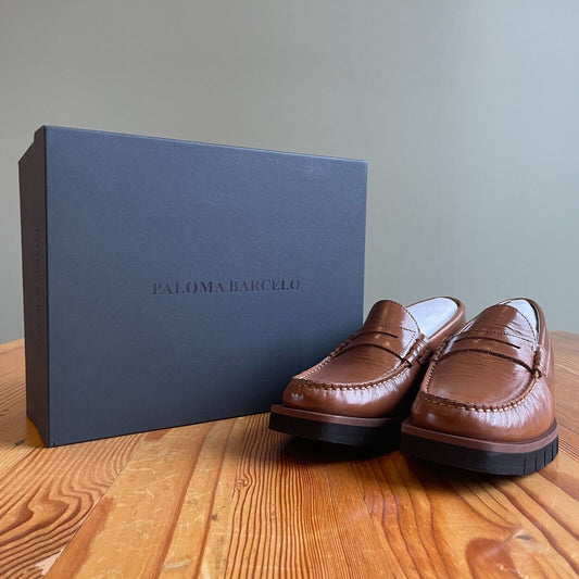 39 / 8.5 - Paloma Barcelo $330 Brown Silvie Penny Loafer Shoes w/ Box 4427SC