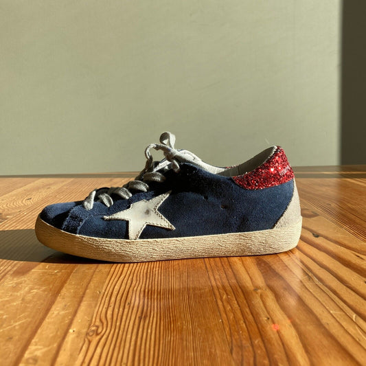 35 / 5 - Golden Goose Navy Blue Suede Leather Superstar Low Top Sneakers 0209SB