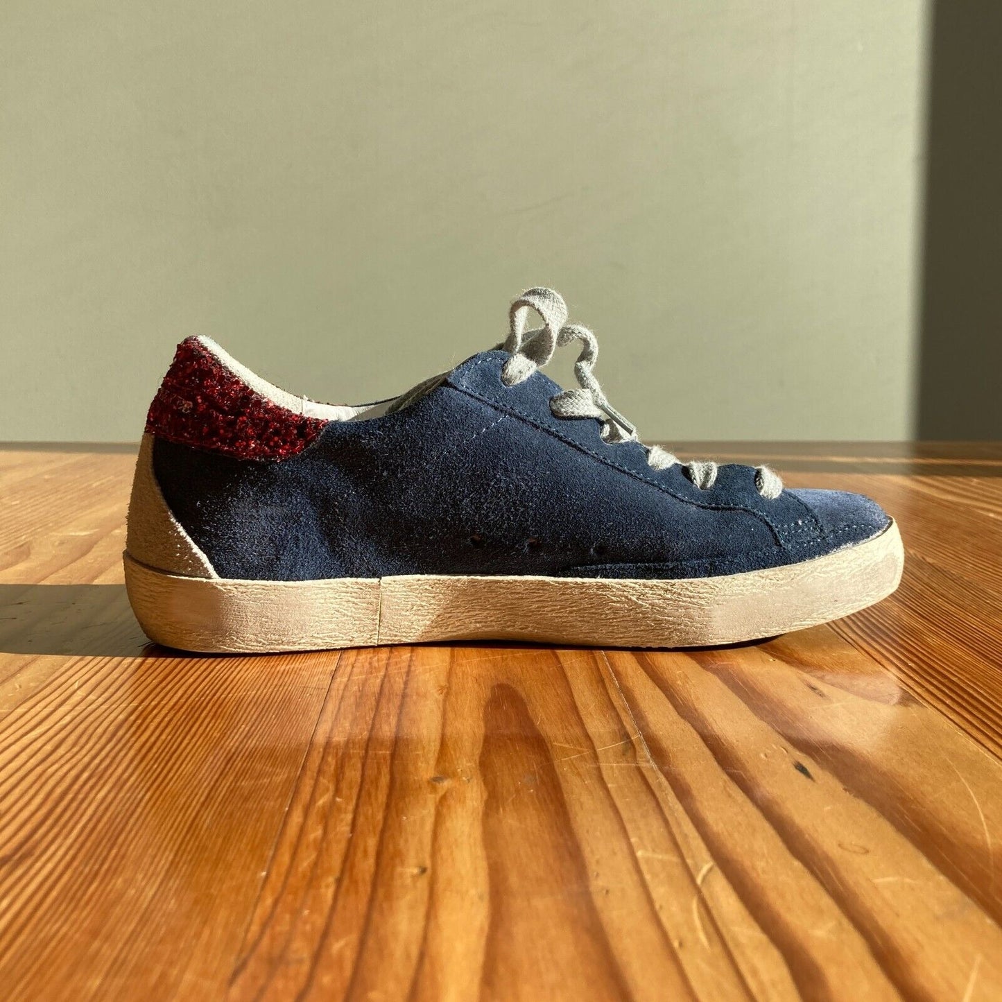 35 / 5 - Golden Goose Navy Blue Suede Leather Superstar Low Top Sneakers 0209SB