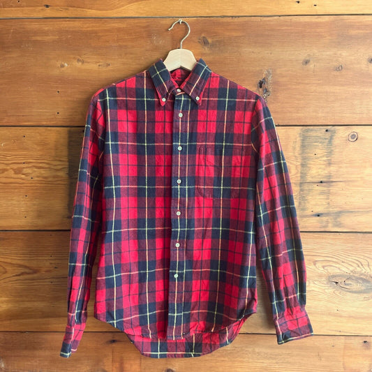 S - Gitman Bros Vintage Red Soft Check Flannel Button Up Shirt Top 0611AJ