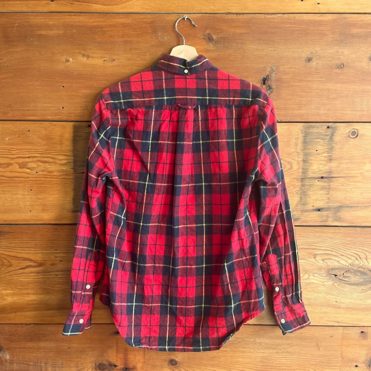 S - Gitman Bros Vintage Red Soft Check Flannel Button Up Shirt Top 0611AJ