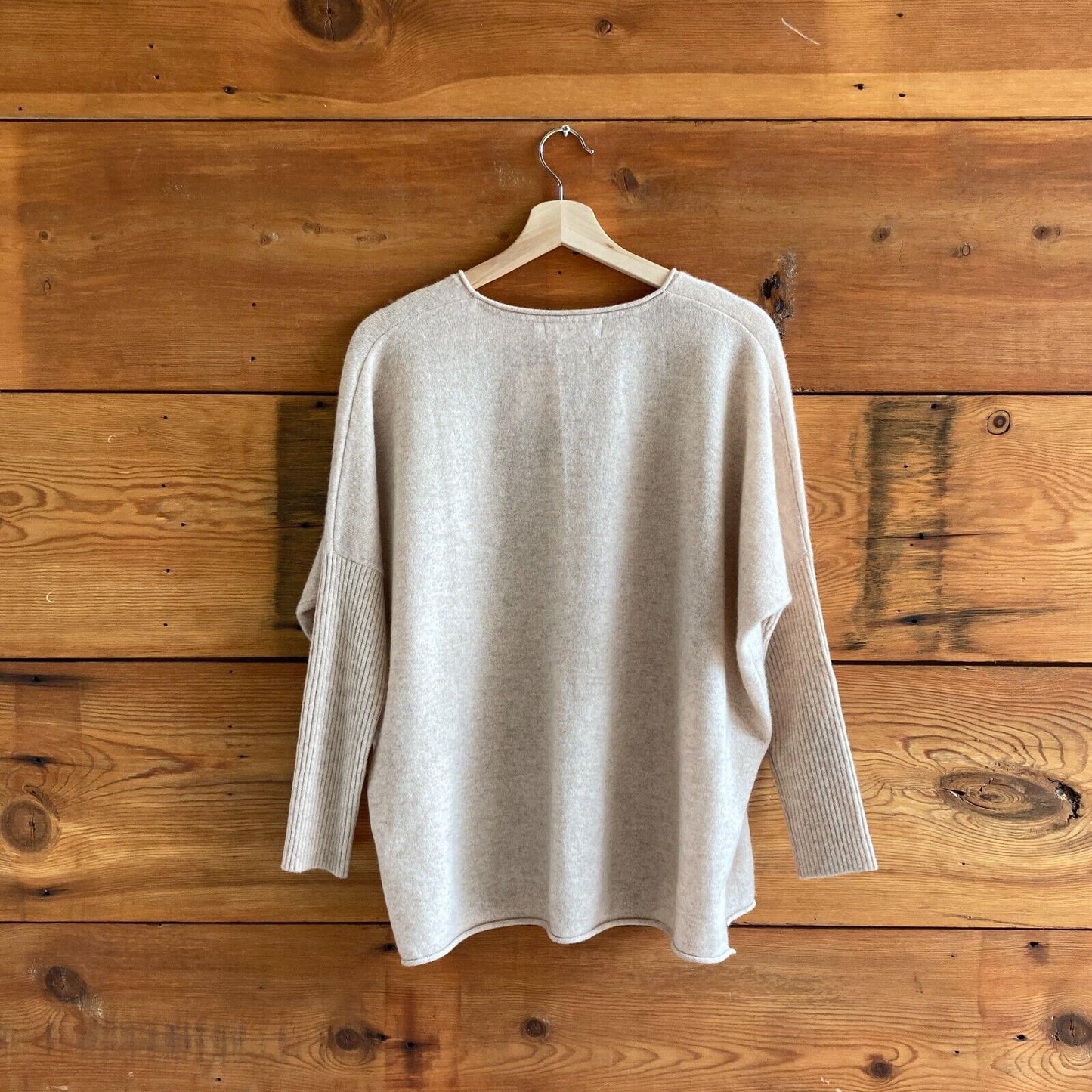 S/M - Notshy $200 Tan Crew Neck 100% Cashmere Pullover Sweater NWOT 4427SC