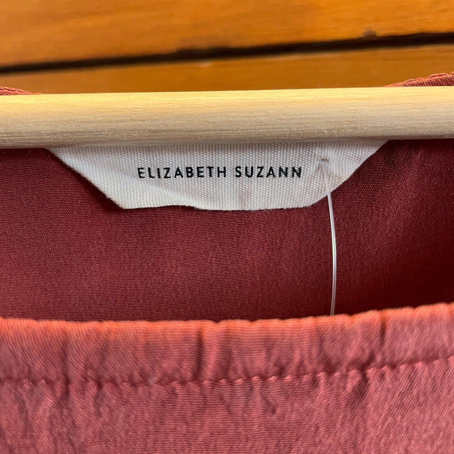 S - Elizabeth Suzann Brick Red Long Sleeve 100% Silk Womens Shirt 0124KG