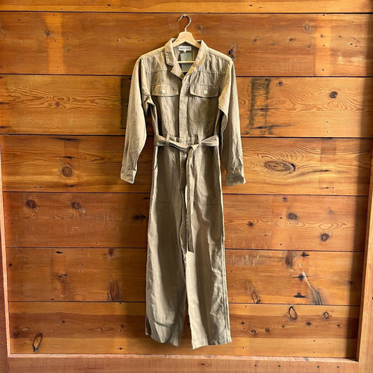 S - Alex Mill Khaki Brown Button Front Belted Long Sleeve MEL Jumpsuit 0124KG