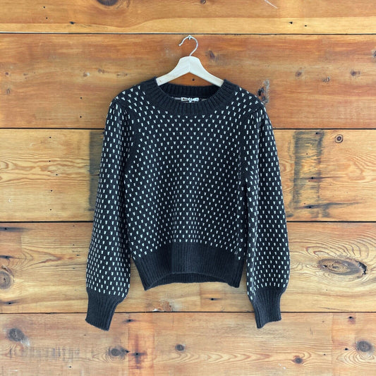 M - Marine Layer NEW $158 Black & White Alma Puff Sleeve Womens Sweater 0520RL