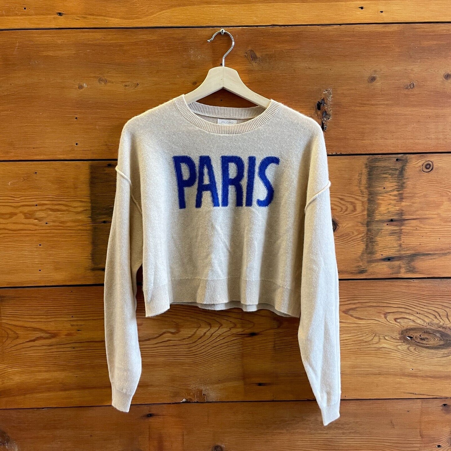 XS - Pilcro Anthropologie Beige 100% Cashmere Paris Cropped Sweater 0703SC