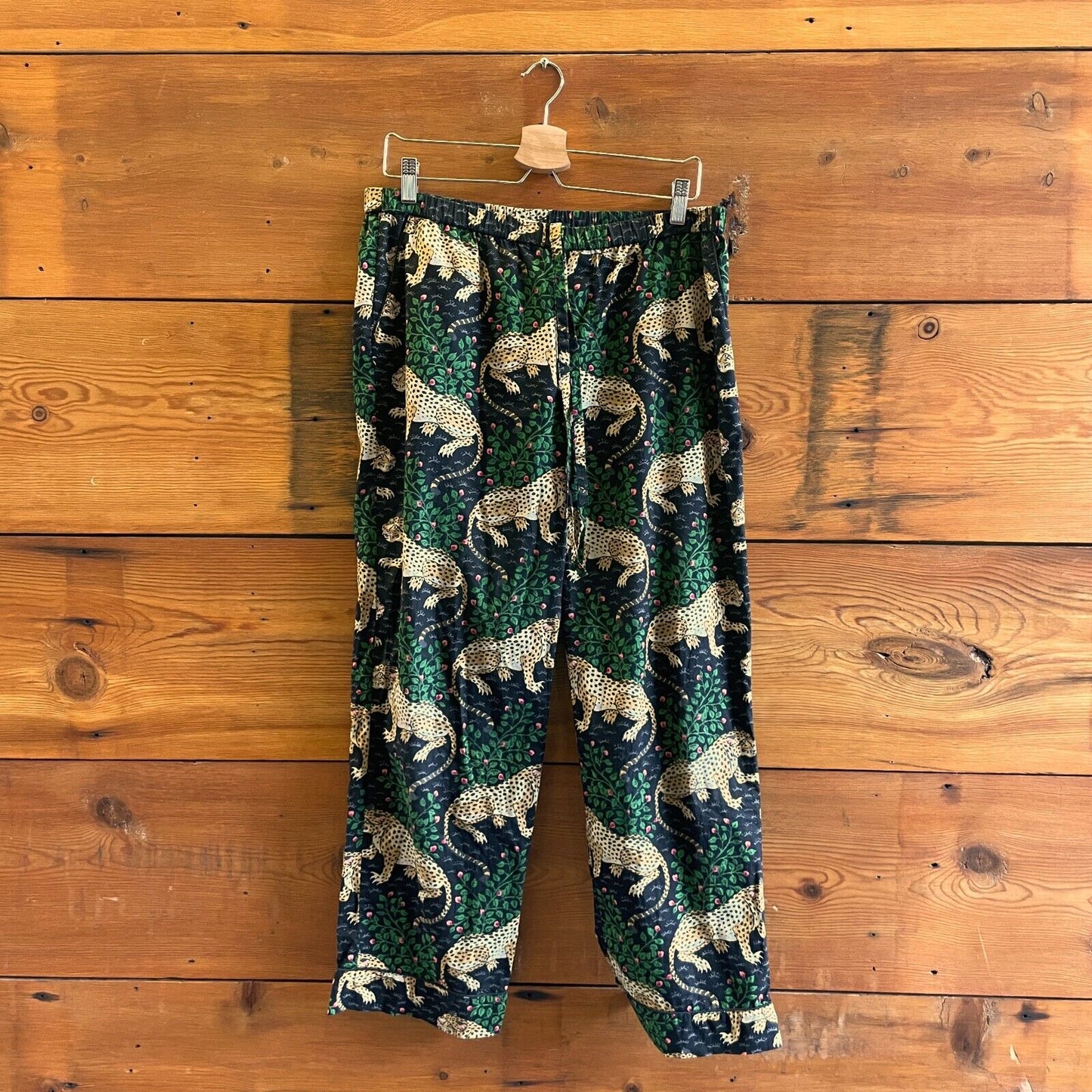 M - Printfresh Green Black Bagheera Print Pajama Shirt Pants Sleep Set 0124KG