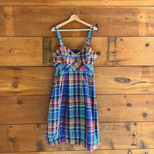 14 - Maeve Anthropologie Plaid A-Line Silk Detachable Strap Dress 0218NM