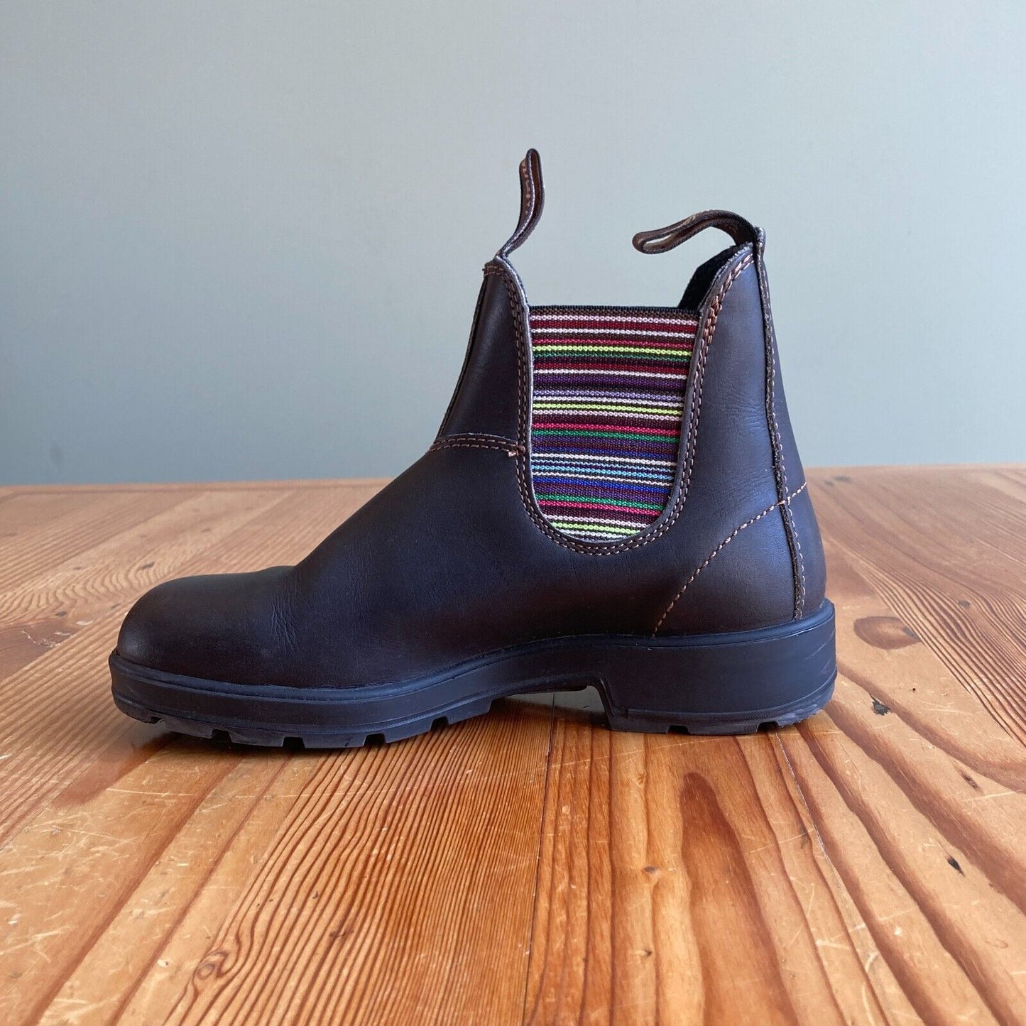 7.5 US - Blundstone Brown / Stripes Original 1409 Chelsea Ankle Boots 1007KW