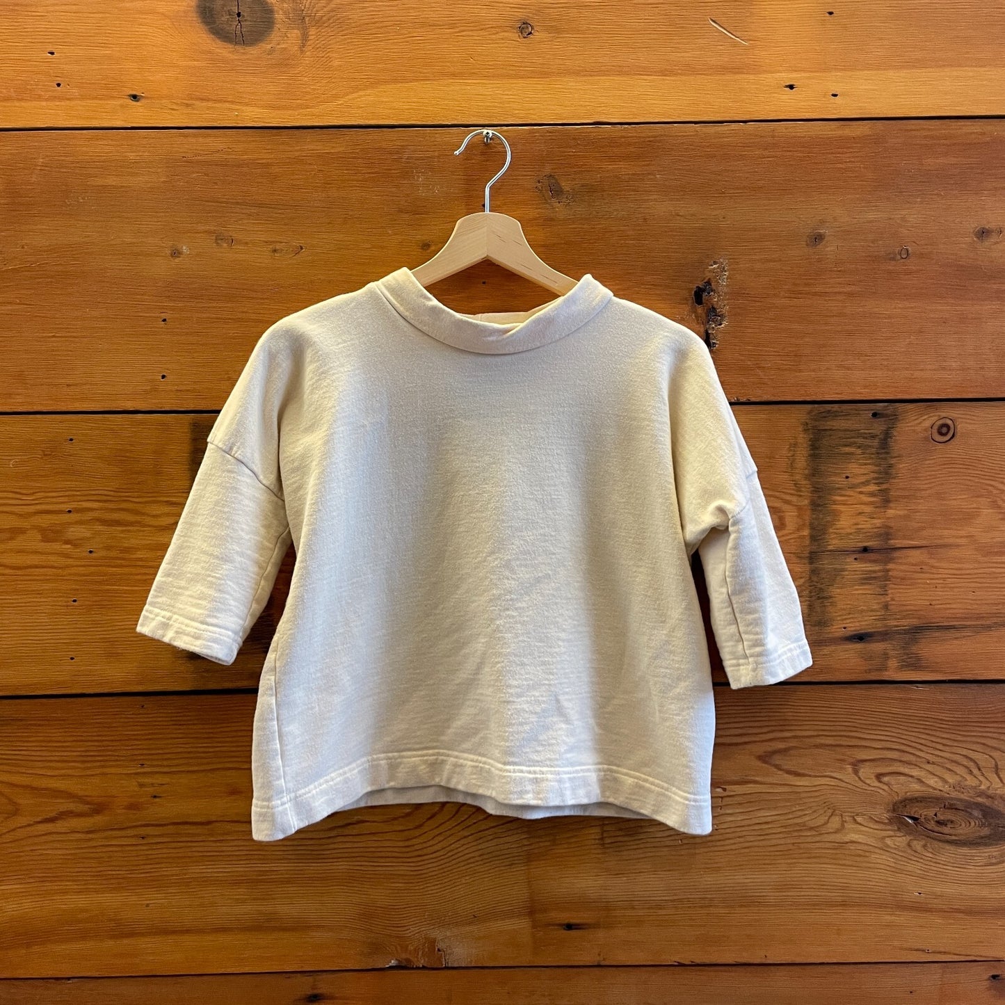 XS - Ilana Kohn $147 Cream White 3/4 Sleeve Raglan Barby Mock Neck Top 0619SM