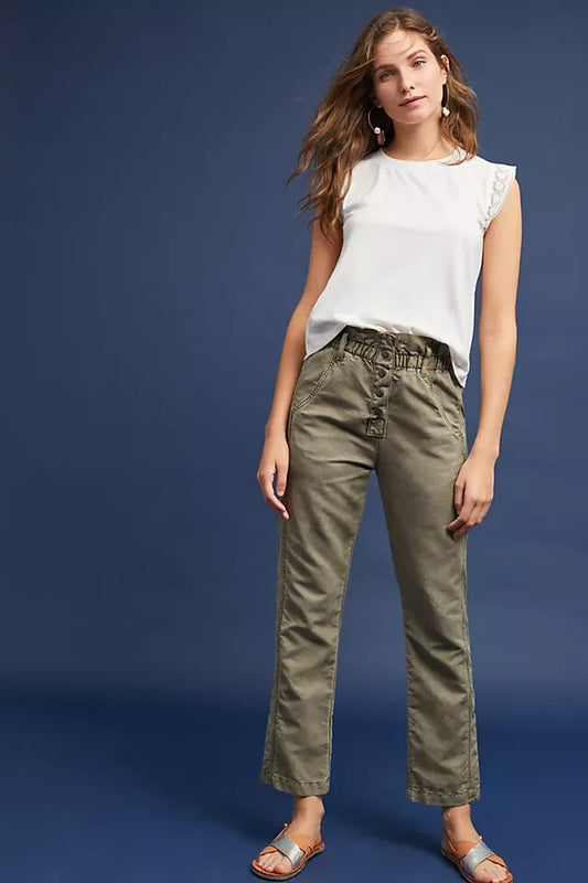 32 - Current Elliott $218 Anthropologie Army Paperbag Fling Pants NEW 1122CT