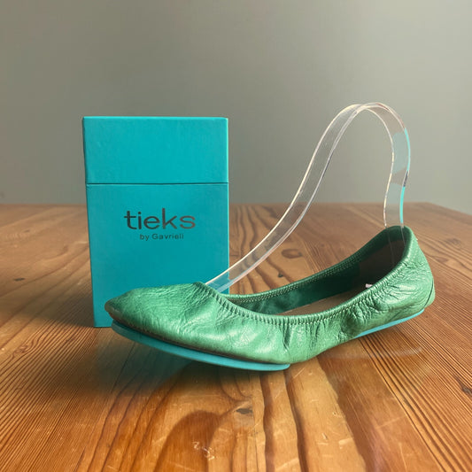 7 - Tieks Gavrieli Turquoise Foldable Leather Ballet Flats w/ Box & Bag 0416AH
