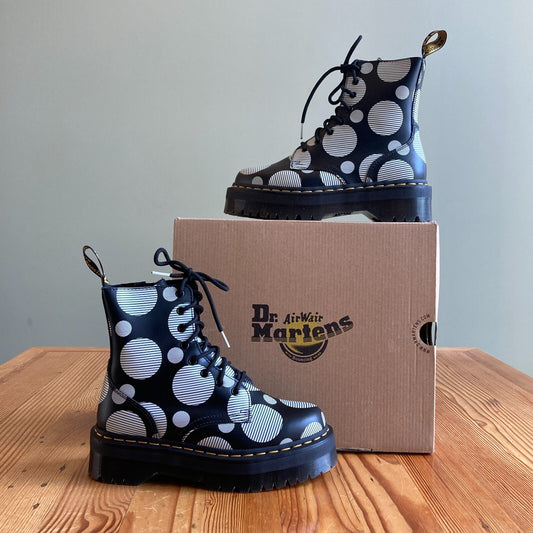 7 - Dr Martens $210 Black White Polka Dot Platform Jadon Boots NEW w/ Box 0425SV