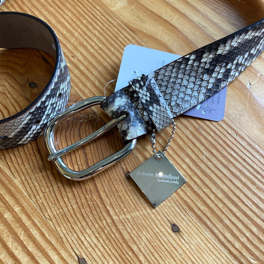 XS - Roberto Mantellassi Italy NEW $260 Brown Python Leather Belt 4427SC