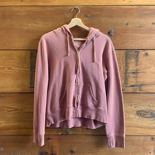 M - Nili Lotan Dusty Rose Hooded Zip Up Distressed Loose Fit Sweatshirt 0721DK