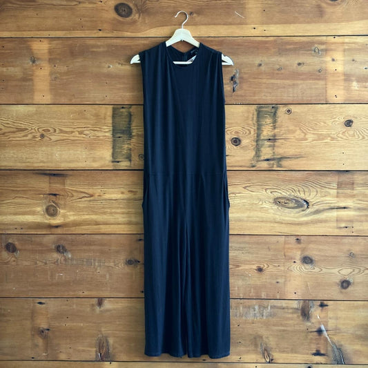 PP / XS - Eileen Fisher Black Sleeveless Soft Comfy Wide Leg Jumpsuit 0608JD