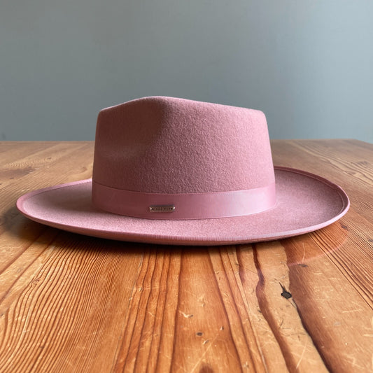 59 (M/L) - Gigi Pip Dusty Pink Felted Australian Wool Monroe Rancher Hat 0404EF