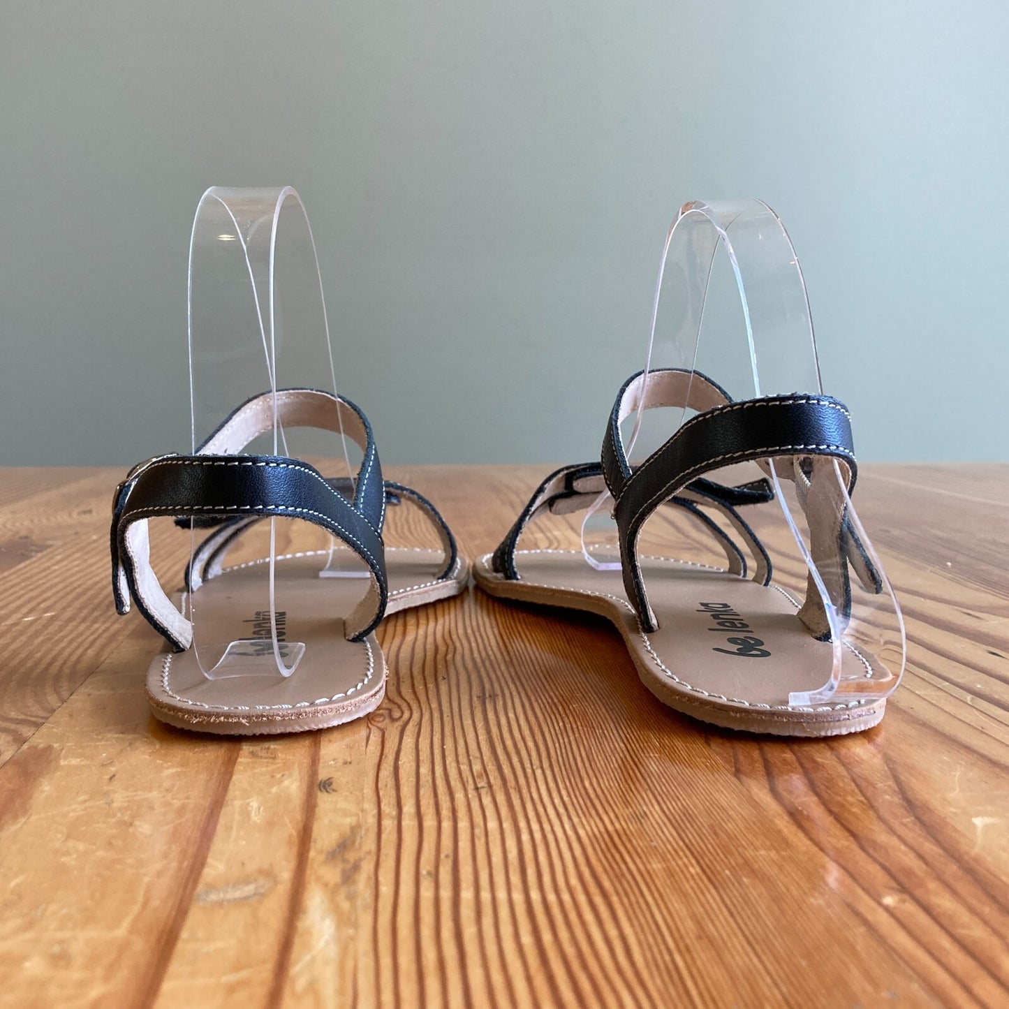 38 / 8 - Be Lenka Black Leather Barefoot Flexi Minimalist Flat Sandals 0706MG