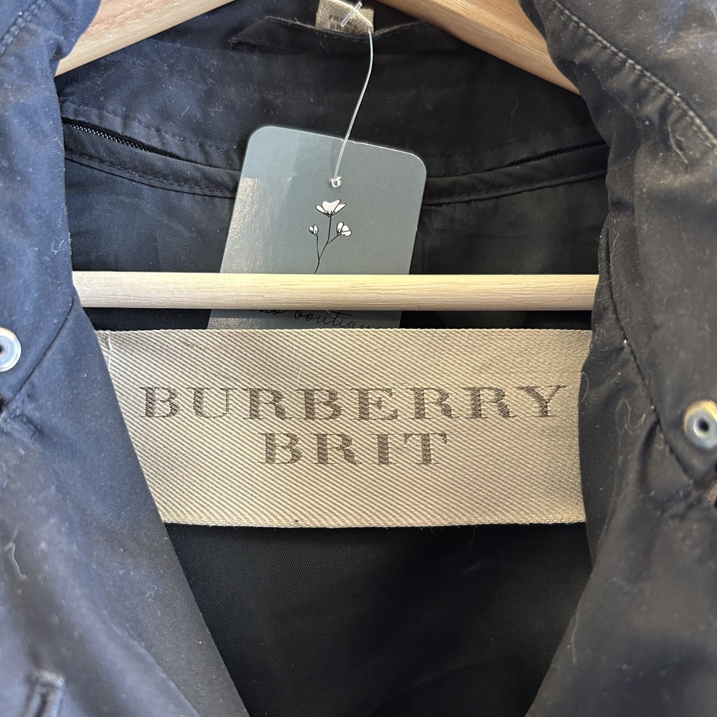 10 US - Burberry Brit Balmore Black Belted Coat Jacket w/ Hood & Liner 0507GG