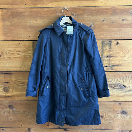 6 US - Burberry Brit Navy Detachable Hood Trench Coat Jacket w/ Liner 0507GG