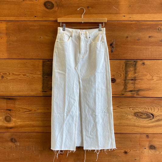 23 - Madewell NEW $110 White Denim Rilee Midi Jean Skirt 1007KW
