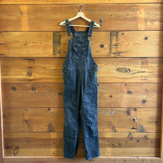 6 / 30 - Dovetail $129 Black Stretch Denim Workwear Freshley Overalls 0104AB
