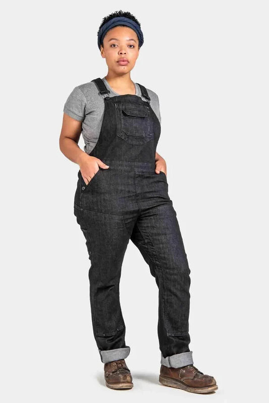 6 / 30 - Dovetail $129 Black Stretch Denim Workwear Freshley Overalls 0104AB
