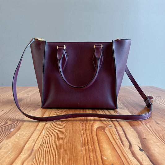 Michael Kors Collection Burgundy Leather Gracie Medium Tote Bag Purse 0103RU