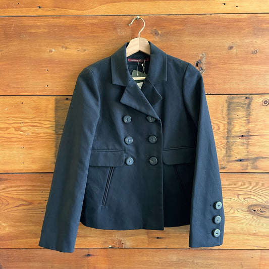 34 / XS - Comptoir Des Cotonniers Black NEW Double Breasted Cotton Jacket 0524RB
