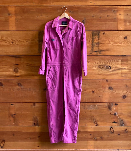 S - Wildfang Fuchsia Long Sleeve Essential Coveralls Workwear Jumpsuit 0313AH