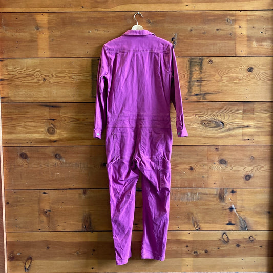S - Wildfang Fuchsia Long Sleeve Essential Coveralls Workwear Jumpsuit 0313AH