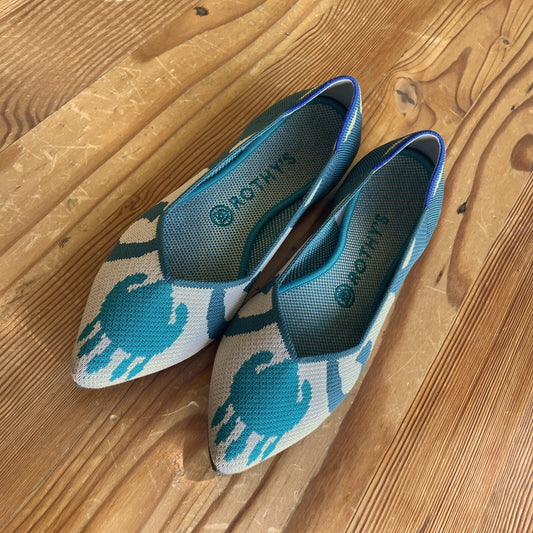 9 - Rothy's Moroccan Green Point Flats Slip On Comfort Shoes 1209JS