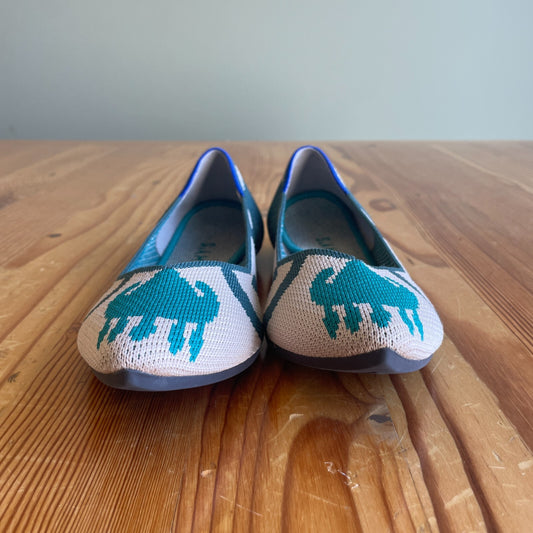 9 - Rothy's Moroccan Green Point Flats Slip On Comfort Shoes 1209JS