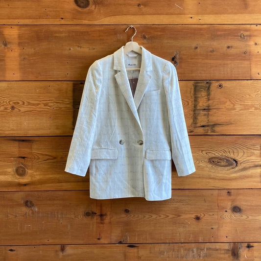 XXS - Madewell Ivory Ghent Plaid Caldwell Oversized NJ532 $188 Blazer 1201ZS