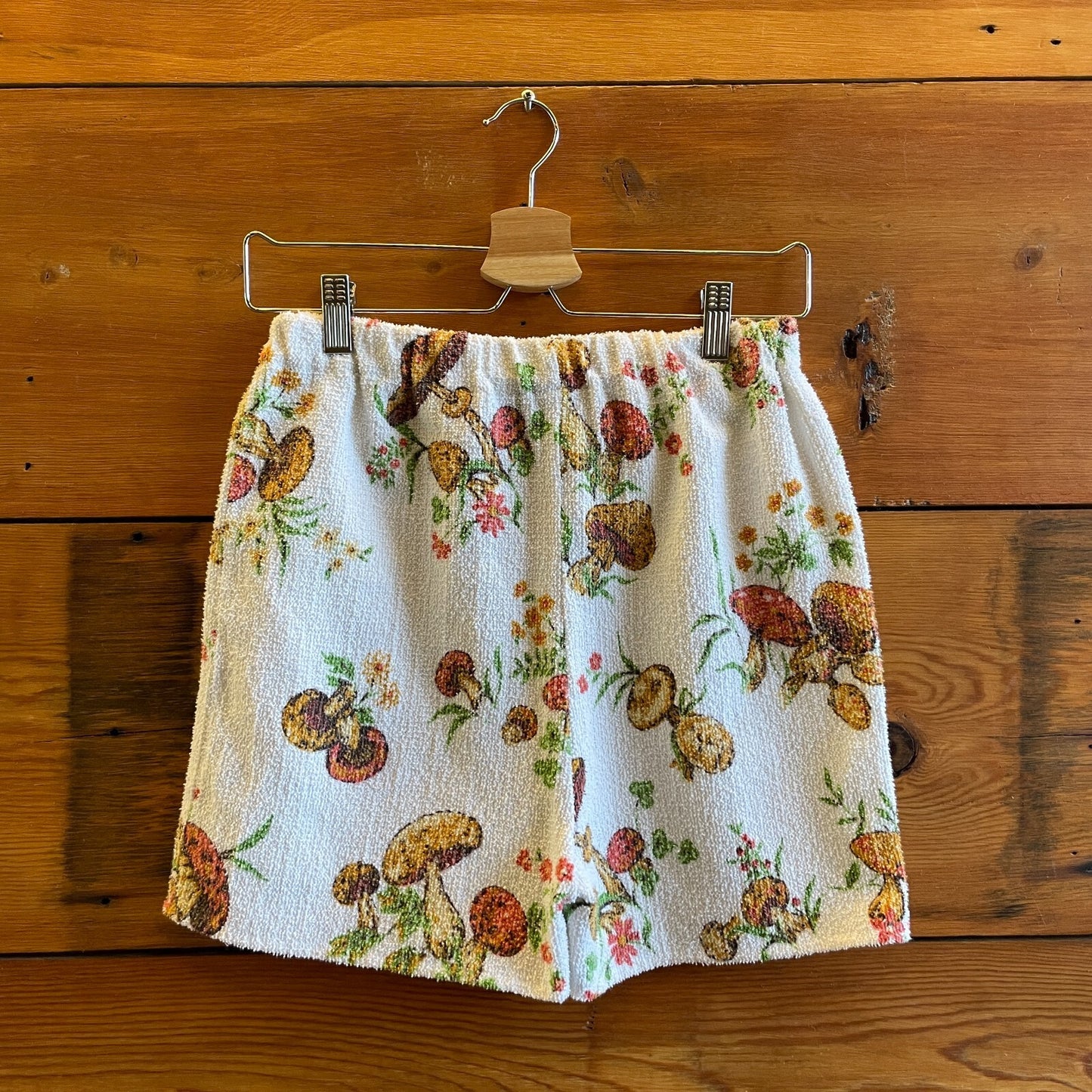S - Caro Uccellino Handmade Deadstock Mushroom Print Pull-On Shorts 0617RF