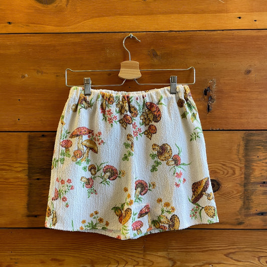 S - Caro Uccellino Handmade Deadstock Mushroom Print Pull-On Shorts 0617RF