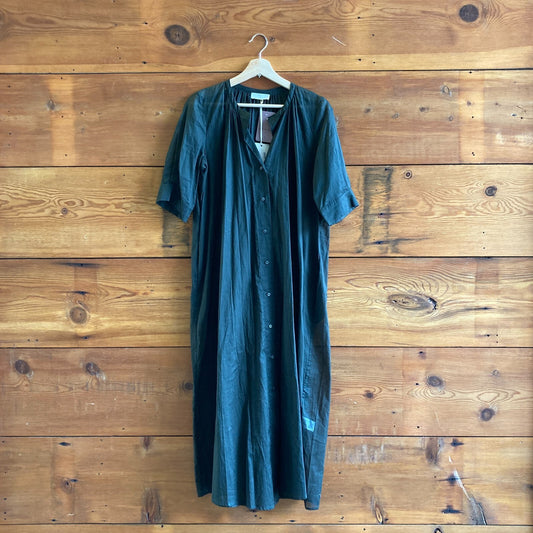 40 / M - Momoni $290 Green Florida Button Up Short Sleeve Dress NEW 4427SC