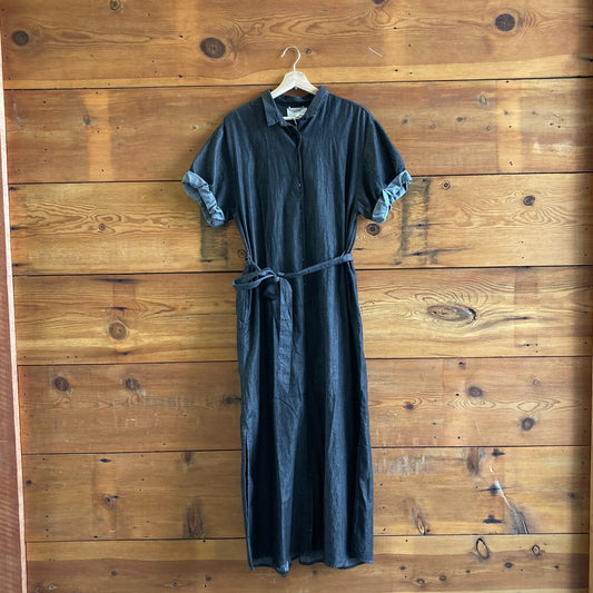 M - Xirena $325 Graphite Chambray Linnet Belted Maxi Shirt Dress NEW 4427SC