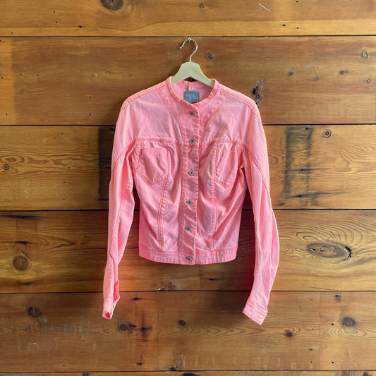 M - JNBY Neon Pink Button Front Denim Shirt Womens Jean Jacket 1202NB