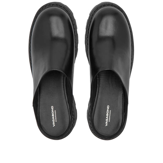 9 - Vagabond Black Leather Lug Sole Slip On Cosmo 2.0 Mules Shoes 0607CC