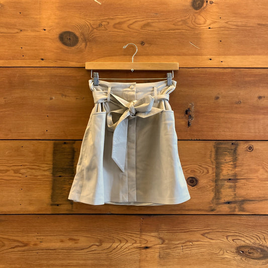 S - Nanushka NEW Cream Vegan Leather A-Line Western Mini Skirt 1118SM