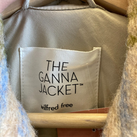 XS - Wilfred Free Aritzia Tan Plaid Merino Wool Long Shirt Ganna Jacket 0105BA