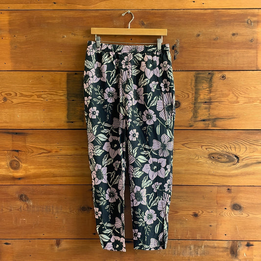 42 / M - Christian Wijnants Black Pink & White Floral Silk Blend Pants 1103ES