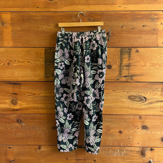 42 / M - Christian Wijnants Black Pink & White Floral Silk Blend Pants 1103ES
